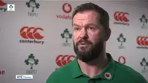 Andy Farrell, entrenador de la selección irlandesa, en enero de 2020. Fuente: RTÉ Sport