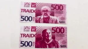 El Frente Obrero tira billetes con la cara de Pepe Álvarez en la sede de UGT