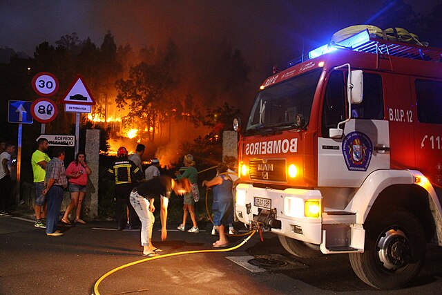Fotografía del incendio forestal en Ponte Sampaio en 2016